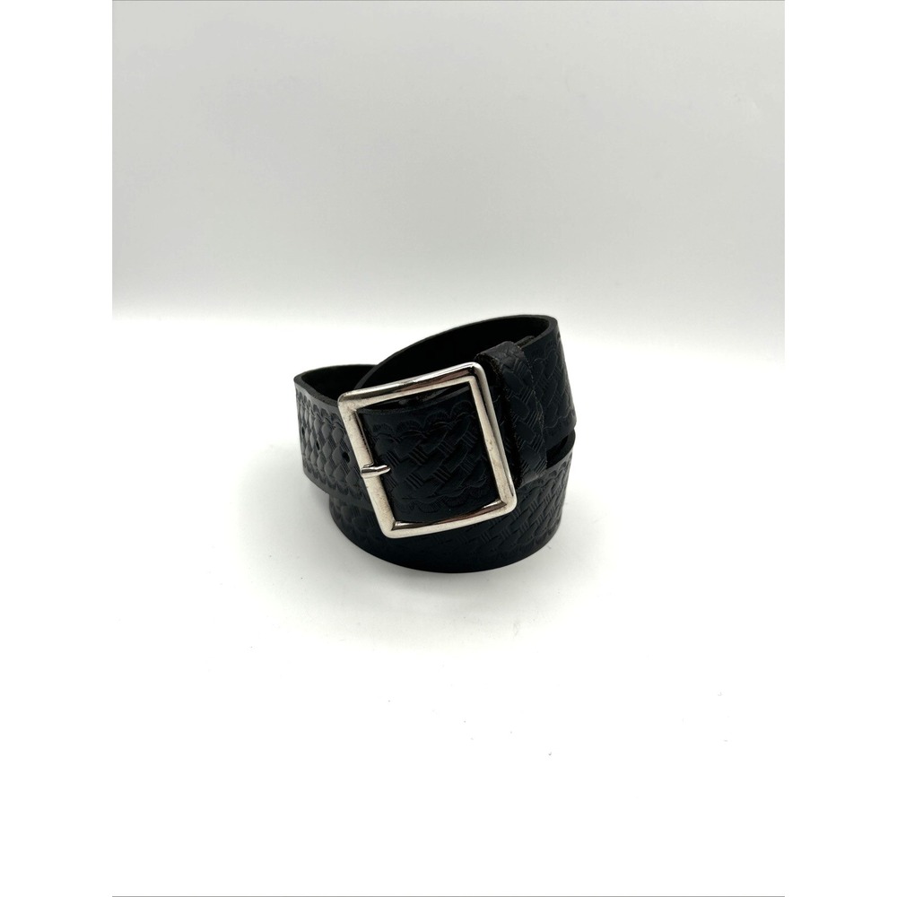 Task Force Belt Mens XL 42-44 Black Basketweave Top Grain‎ Leather USA 1304